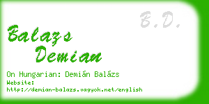 balazs demian business card